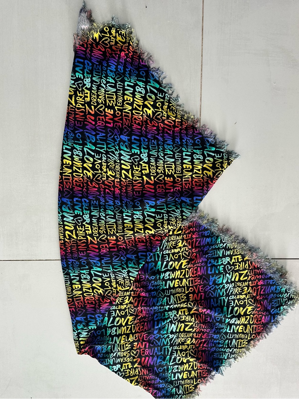 Zumba Fitness Rainbow Script Fringe Scarf - Multicolor